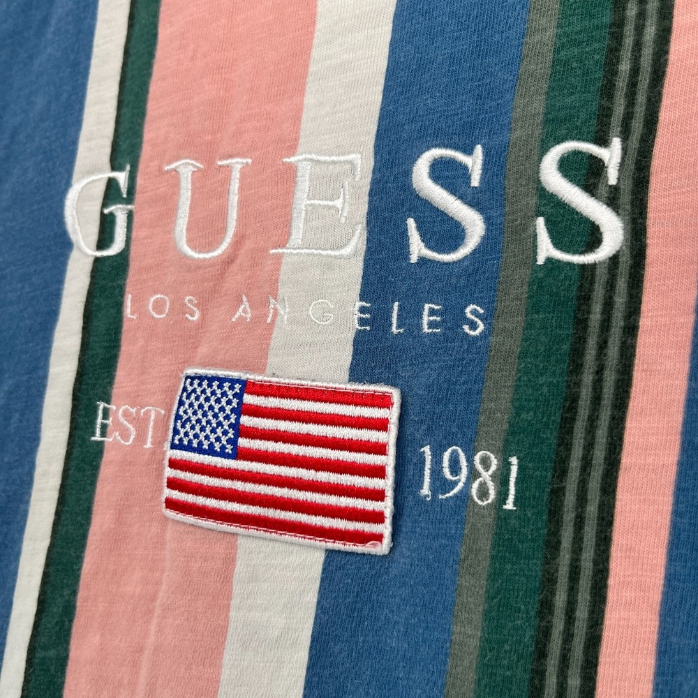 Vintage Guess Jeans T Shirt Adult Medium ASAP Los Angeles 90s Y2k Striped Tee - Picture 3 of 10